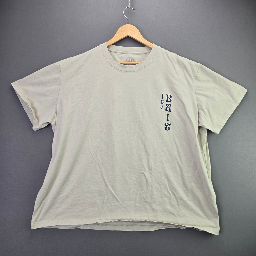 BAIT T-Shirt Graphic Wave Logo 2XL Tan Beige Streetwear Short Sleeve Tee 3831